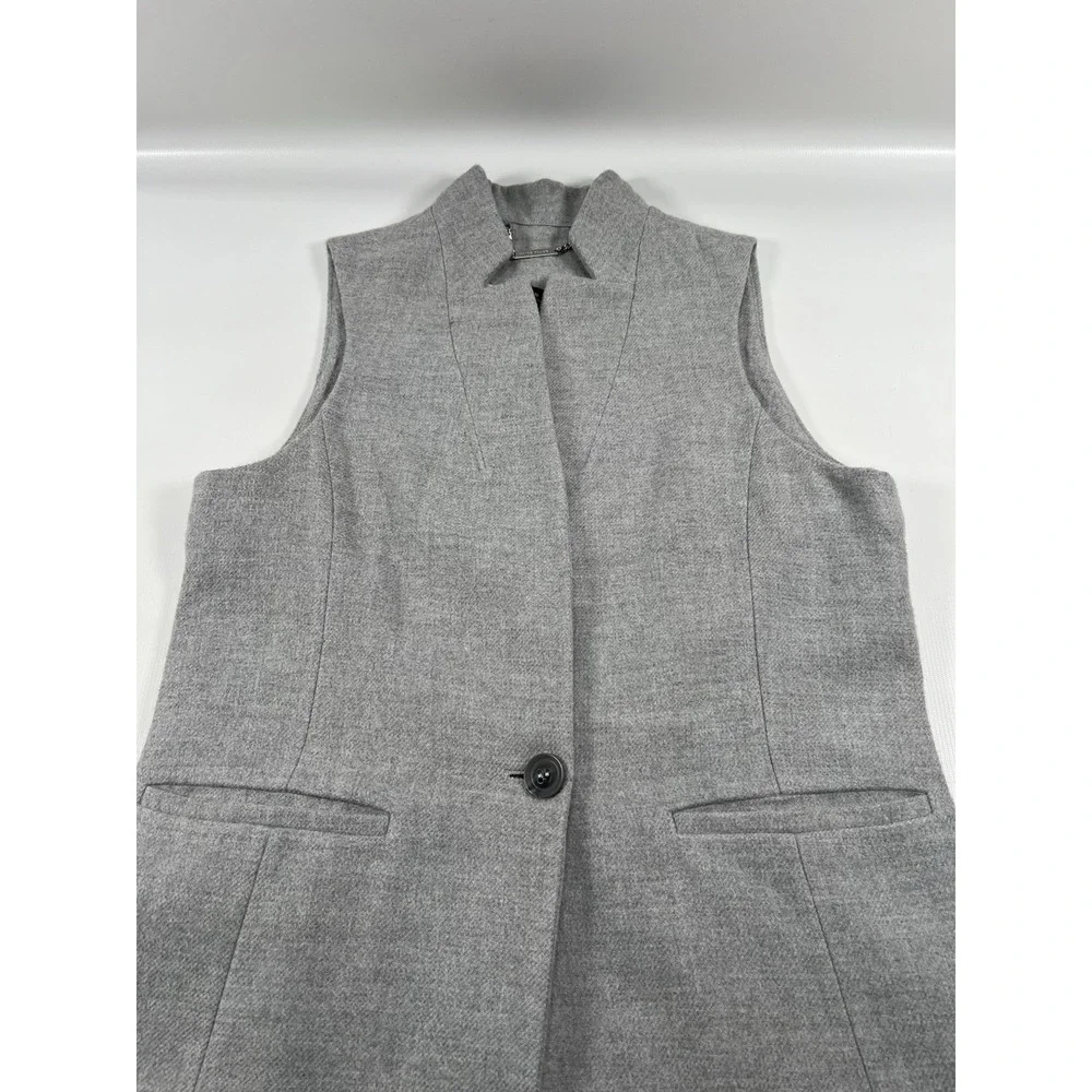 White House Black Market Long‎ Light Gray Tweed Vest  1 Button Women's Size 10